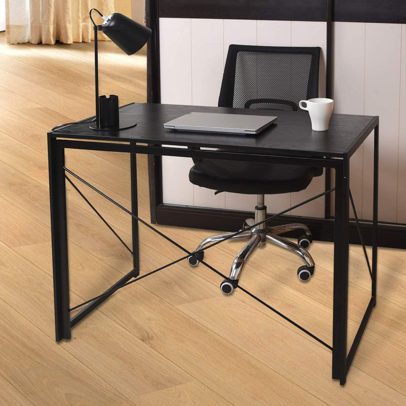 Folding Desk Table with Black Desktop & Metal Frame – 100 x 50 x 75 cm