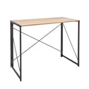 Folding Wooden Desktop Table with Black Metal Frame - 100 x 50 x 75cm