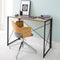 Folding Wooden Desktop Table with Black Metal Frame - 100 x 50 x 75cm