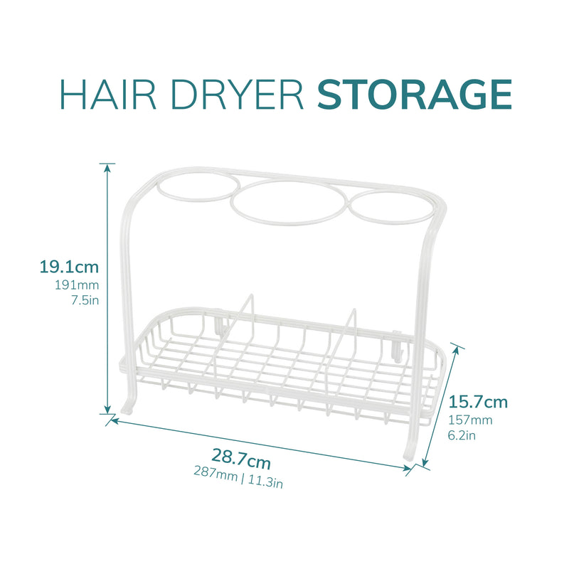 Cream Freestanding Hair Dryer & Straighteners Holder – Heat-Resistant Storage Stand with Cable Tidy