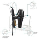 Cream Freestanding Hair Dryer & Straighteners Holder – Heat-Resistant Storage Stand with Cable Tidy