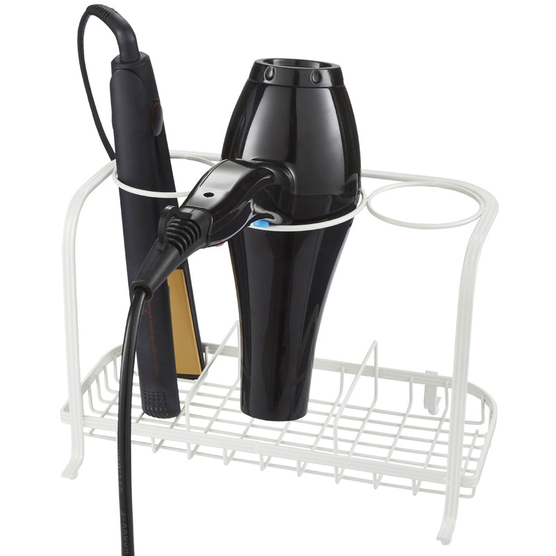 Cream Freestanding Hair Dryer & Straighteners Holder – Heat-Resistant Storage Stand with Cable Tidy
