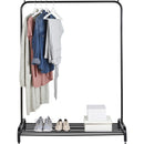 Garment Rack Clothes Rail Stand with Shoe Shelf – Adjustable Feet and Anti-Slip Bar Ends