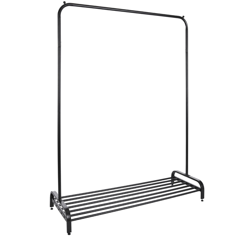 Garment Rack Clothes Rail Stand with Shoe Shelf – Adjustable Feet and Anti-Slip Bar Ends