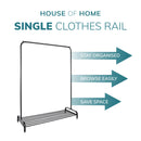 Garment Rack Clothes Rail Stand with Shoe Shelf – Adjustable Feet and Anti-Slip Bar Ends