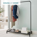 Garment Rack Clothes Rail Stand with Shoe Shelf – Adjustable Feet and Anti-Slip Bar Ends