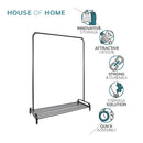 Garment Rack Clothes Rail Stand with Shoe Shelf – Adjustable Feet and Anti-Slip Bar Ends