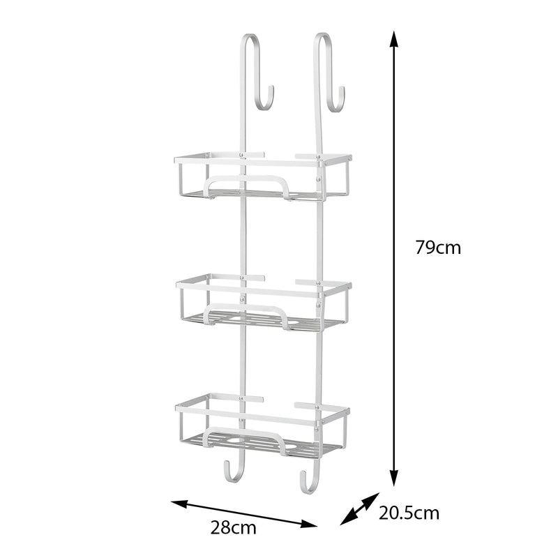 Extra Large Aluminium Hanging Shower Caddy – Rust-Proof 3 Tier Bathroom Organiser