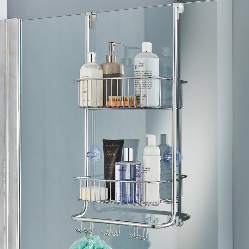 Over Door Hanging Shower Caddy – 2 Tier Rust-Resistant Bathroom Organiser with Nano Coating