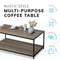 Light Brown 2-Tier Coffee Table 100cm – Living Room Table with Metal Frame & Shelf