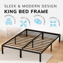 King Size Bed Frame – Durable Black Metal Platform, 151 x 201 x 35 cm