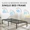 Single Metal Bed Frame – Durable Black Powder Coating, 198 x 91 x 40 cm