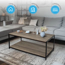 Light Brown 2-Tier Coffee Table 100cm – Living Room Table with Metal Frame & Shelf
