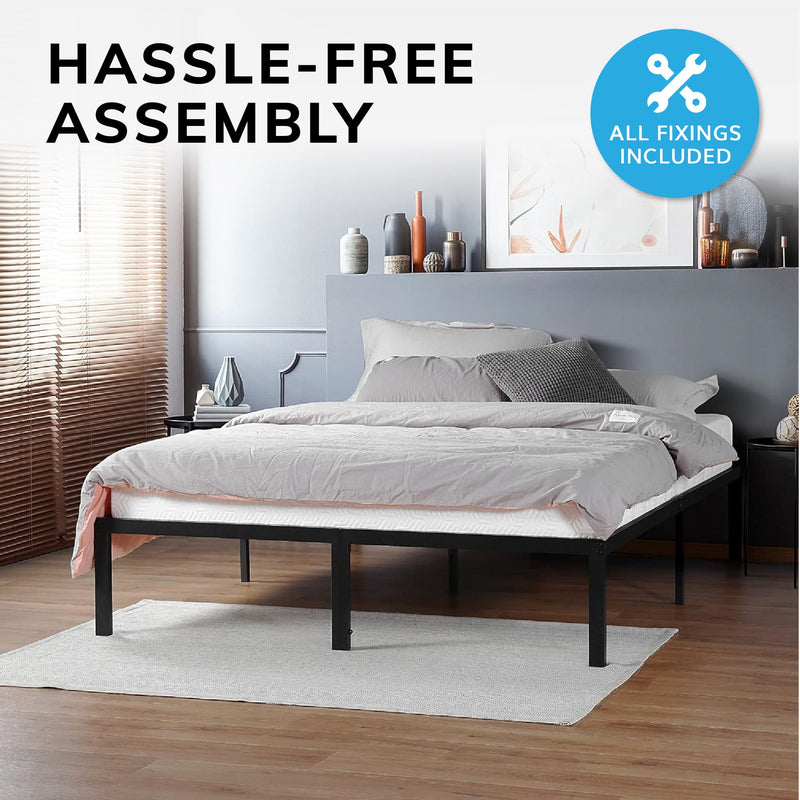 King Size Bed Frame – Durable Black Metal Platform, 151 x 201 x 35 cm