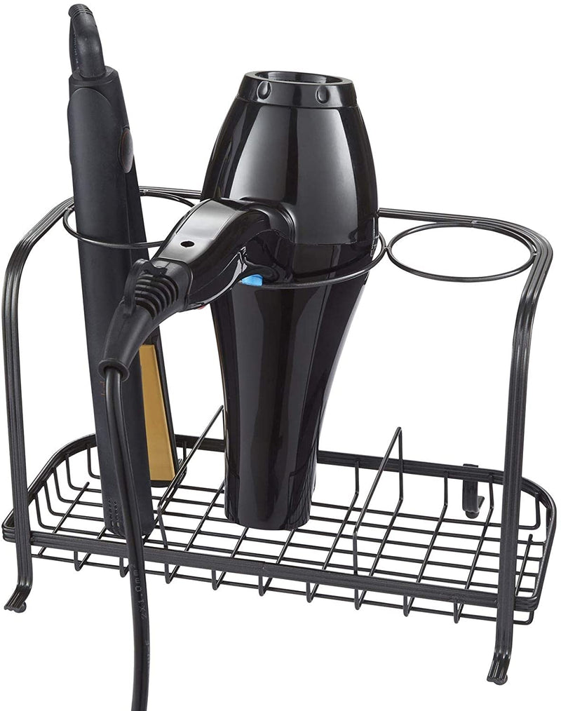 Black Freestanding Hair Dryer & Straighteners Holder – Heat-Resistant Storage Stand with Cable Tidy