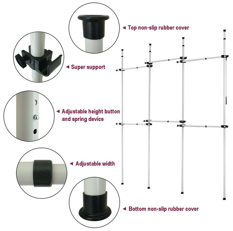 Floor to Ceiling Triple Telescopic Wardrobe Organiser – 2 Tier Hanging Clothes Rack