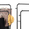 Freestanding Double Clothes Rail with 2 Shoe Racks & 4 Side Hooks – Black Steel
