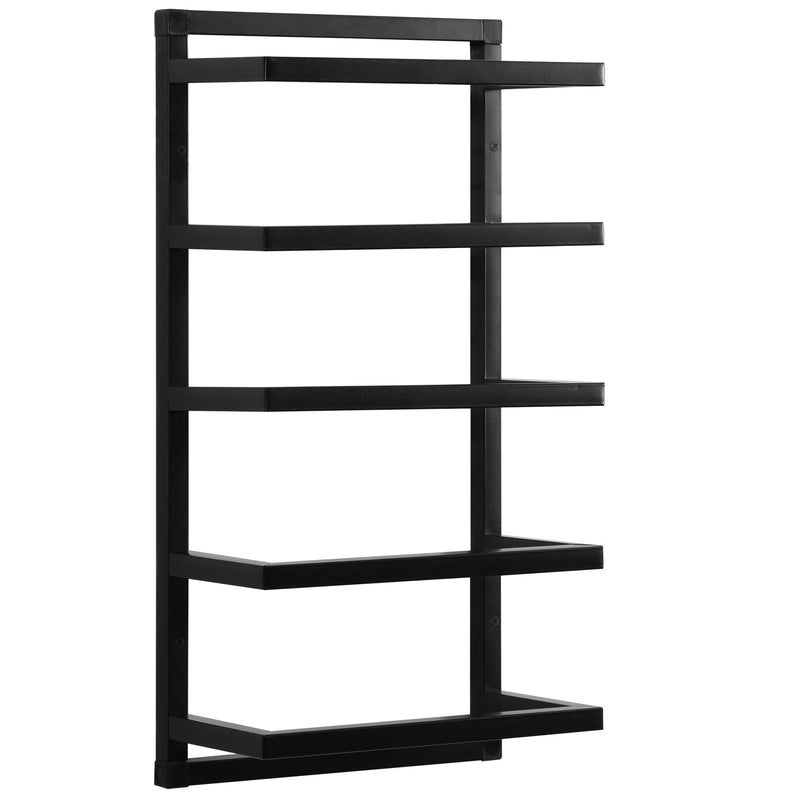 Wall Mounted Towel Holder – 5 Rail Black Bathroom Storage Rack