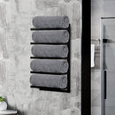 Wall Mounted Towel Holder – 5 Rail Black Bathroom Storage Rack