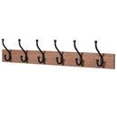 Oak Finish Heavy Duty 6 Double Coat Hooks Wall Or Door Mountable