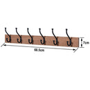 Oak Finish Heavy Duty 6 Double Coat Hooks Wall Or Door Mountable