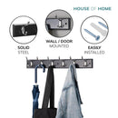 Black Wooden Coat Rack – 6 Double Hooks, Wall or Door Mountable