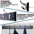 Black Wooden Coat Rack – 6 Double Hooks, Wall or Door Mountable