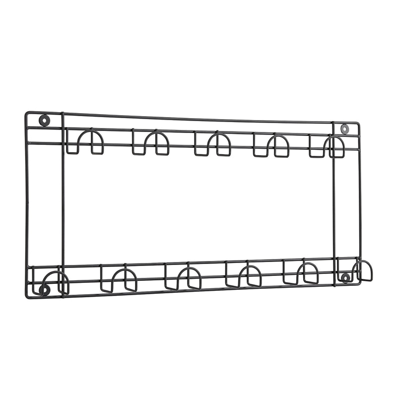 Two Tier Tool Holder with 11 Hooks – Black Powder Coated Wall Rack