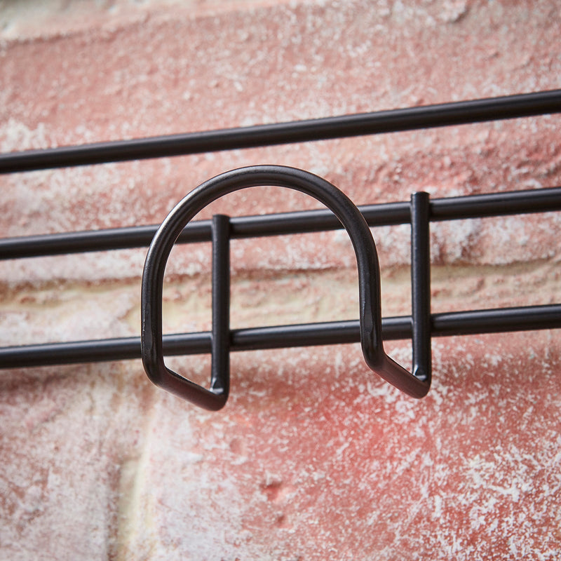 Two Tier Tool Holder with 11 Hooks – Black Powder Coated Wall Rack