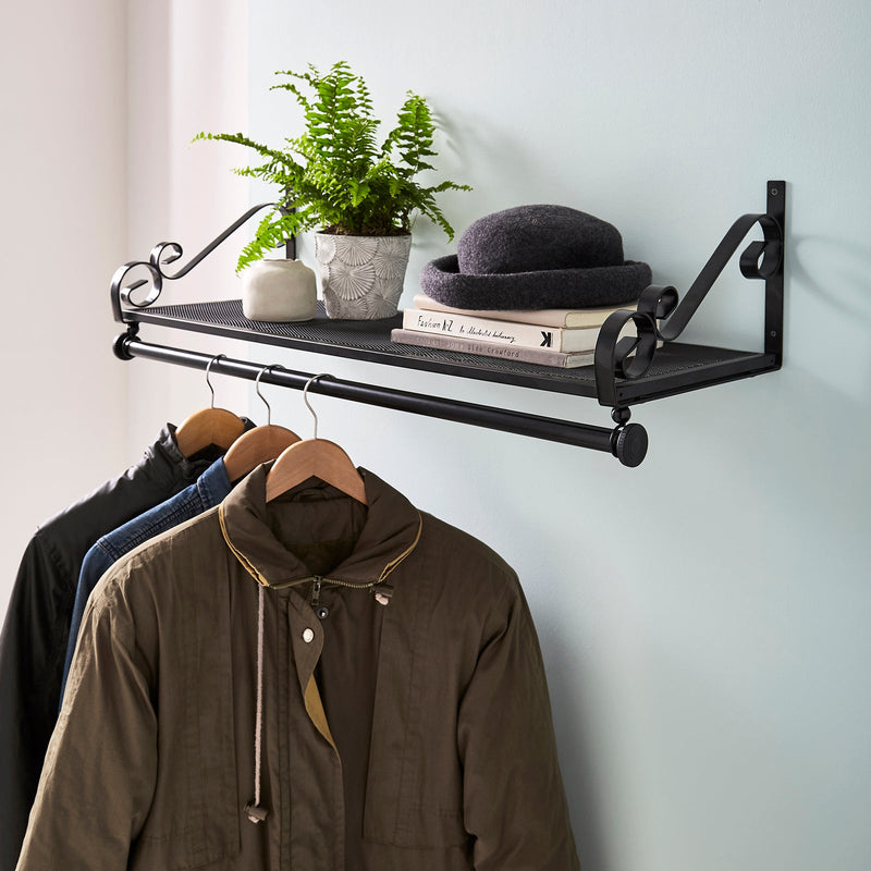 Heavy Duty Wall Mounted Clothes Rail & Shelf