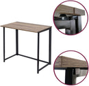 Folding Brown Wood Grain Desk Table with Black Frame – 80 x 45 x 74 cm
