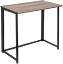 Folding Brown Wood Grain Desk Table with Black Frame – 80 x 45 x 74 cm