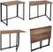 Folding Brown Wood Grain Desk Table with Black Frame – 80 x 45 x 74 cm