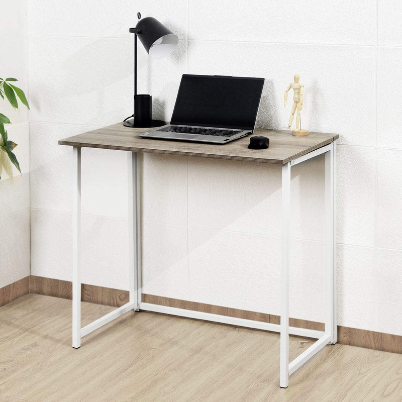 Folding Desk Table In White Powder Coating - 80 x 45 x 74cm