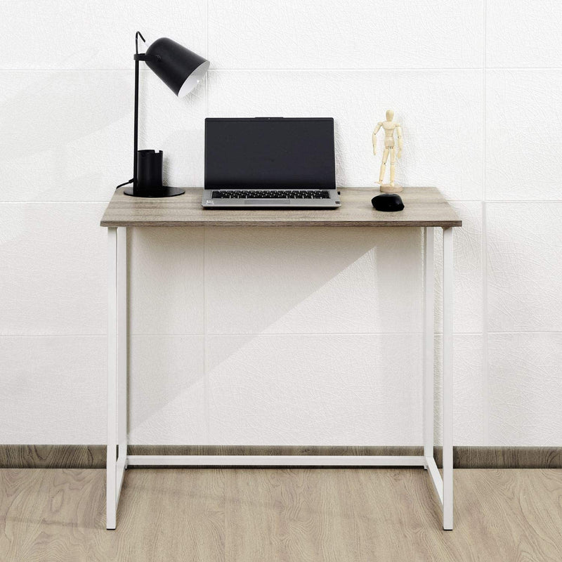 Folding Desk Table In White Powder Coating - 80 x 45 x 74cm