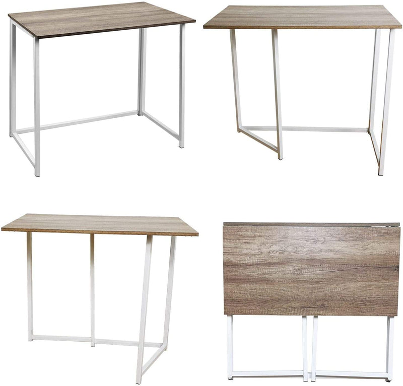 Folding Desk Table In White Powder Coating - 80 x 45 x 74cm