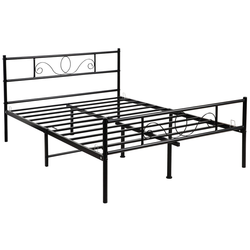 Metal Scroll Design Bed Frame in Black