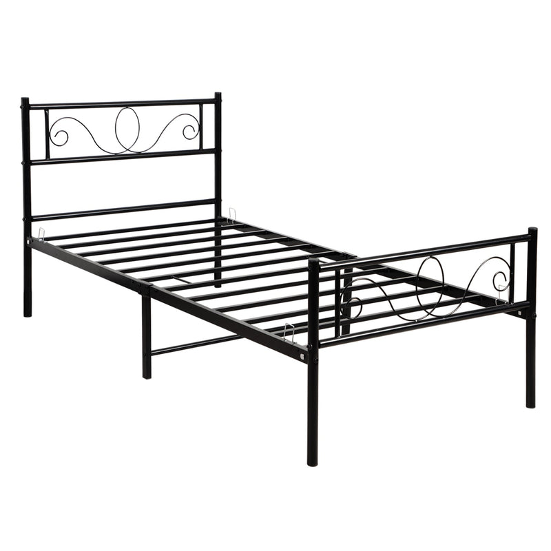 Metal Scroll Design Bed Frame in Black