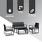 Stylish Black Frame Rattan Garden Furniture Set – 4-Piece Outdoor Furniture Collection with Double Chair, 2 Single Chairs, Glass Coffee Table