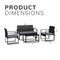 Stylish Black Frame Rattan Garden Furniture Set – 4-Piece Outdoor Furniture Collection with Double Chair, 2 Single Chairs, Glass Coffee Table