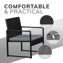 Stylish Black Frame Rattan Garden Furniture Set – 4-Piece Outdoor Furniture Collection with Double Chair, 2 Single Chairs, Glass Coffee Table