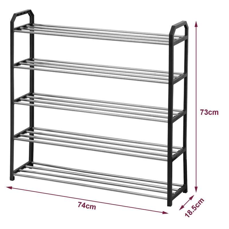 5 Tier Shoe Storage Rack - Black or Grey