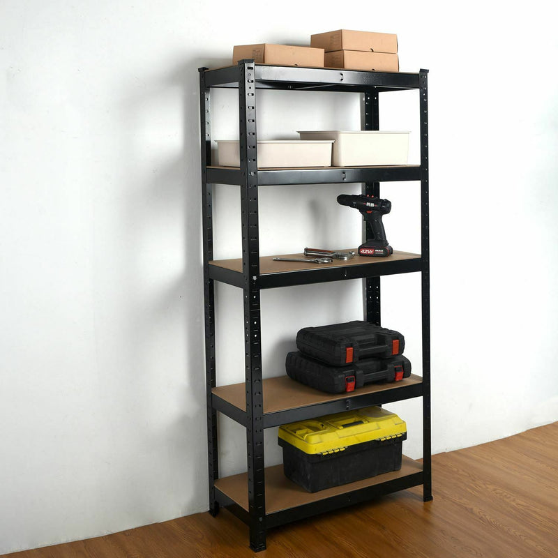 Heavy Duty Steel & MDF 5 Tier Racking Shelf in Black
