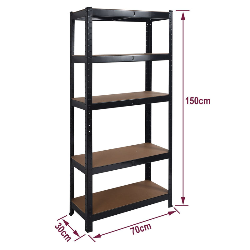 Heavy Duty Steel & MDF 5 Tier Racking Shelf in Black