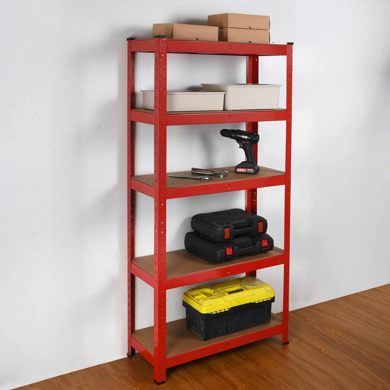 Heavy Duty Steel & MDF 5 Tier Racking Shelf in Red