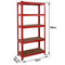 Heavy Duty Steel & MDF 5 Tier Racking Shelf in Red