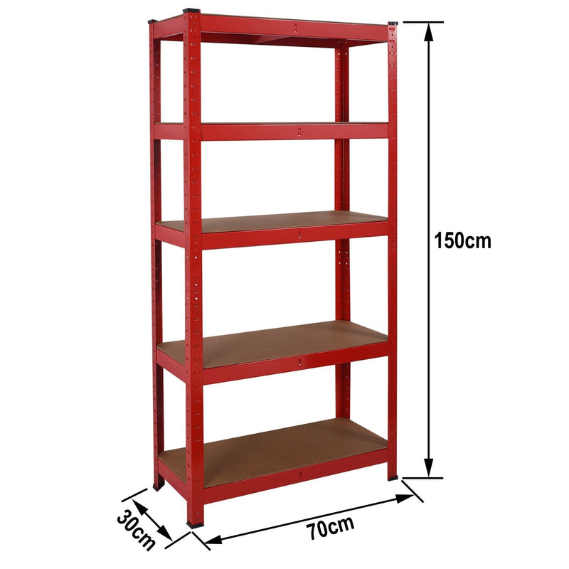 Heavy Duty Steel & MDF 5 Tier Racking Shelf in Red