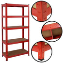 Heavy Duty Steel & MDF 5 Tier Racking Shelf in Red