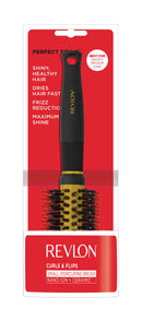 Revlon Ionic Ceramic Curls & Flips Small Round Barrel Blow Dry Hair Brush Nano Anti Bacterial Technology