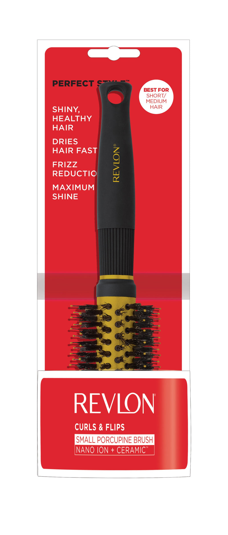 Revlon Ionic Ceramic Curls & Flips Small Round Barrel Blow Dry Hair Brush Nano Anti Bacterial Technology